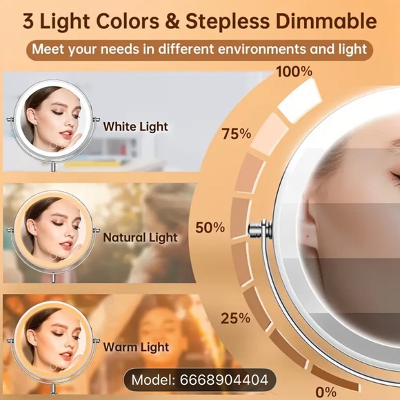 ✨ 7” Large Lighted Makeup Mirror – NWOT, Unopened – $20 ✨ - Picture 2 of 3